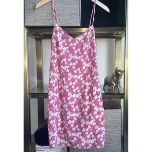 HVN Spaghetti Strap Slip Silk Strawberry Mini Dress Size 4 Small